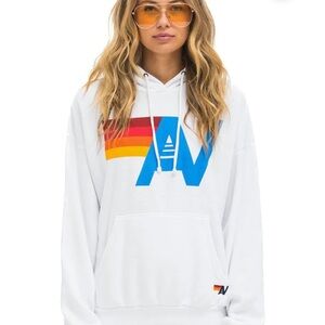Aviator Nation White Logo Pullover Hoodie Relaxed- brand new in packaging